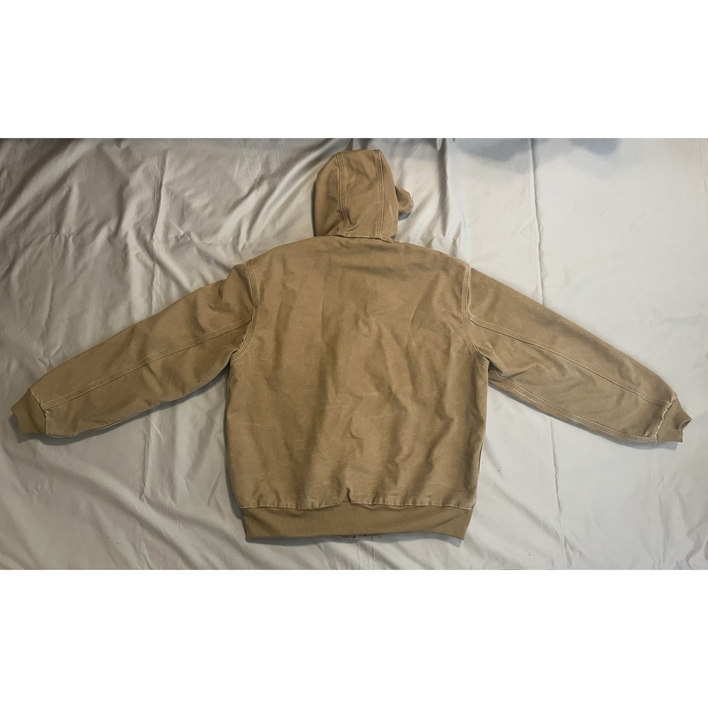 Carhartt Jacket Henkles & McCoy J25 CML Hooded Coat Tan Work Wear Distressed L - Picture 2 of 16